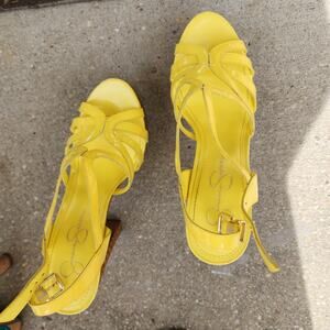 Jessica Simpson Yellow Patent Strappy Heels Women's Size 9 M – Y2K Glam